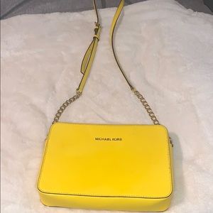 Yellow Michael kors crossbody with chain